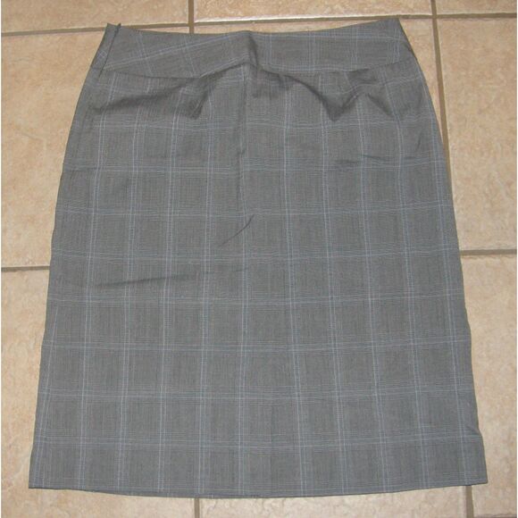 Dark Gray Glen Plaid Sz 8 Church Office Side Zip Knee Length Lined Skirt GEORGE - Picture 2 of 3